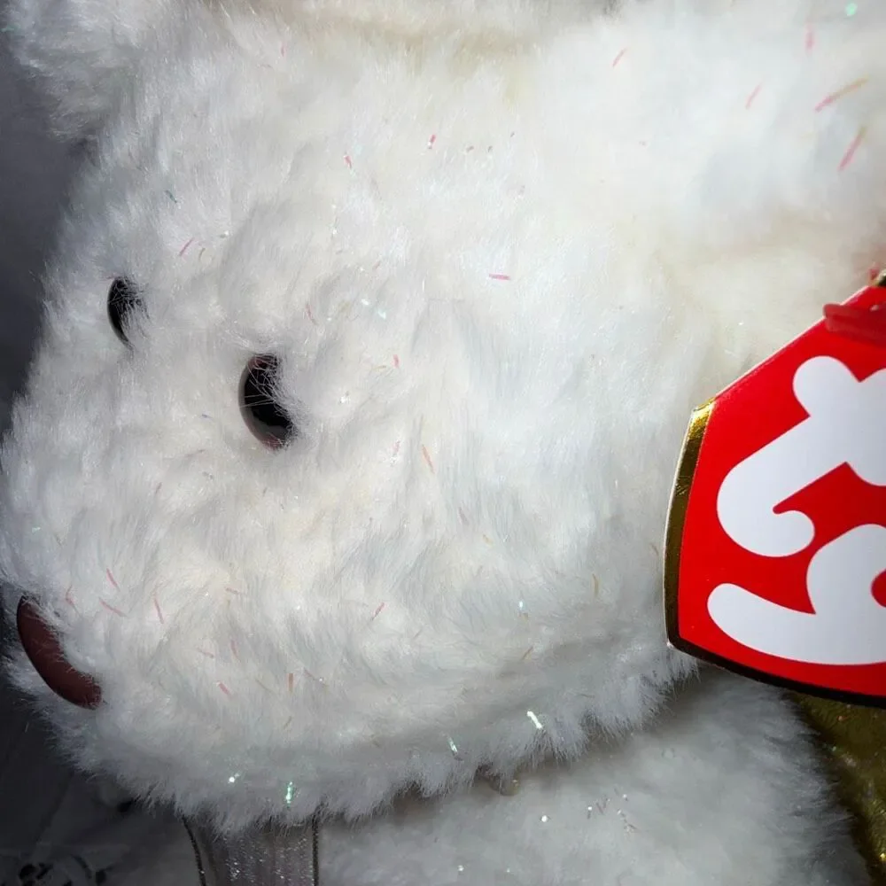 Ty Beanie Buddy Halo II Angel Bear 2000 White Gold Wings Iridescent Sparkle MWMT